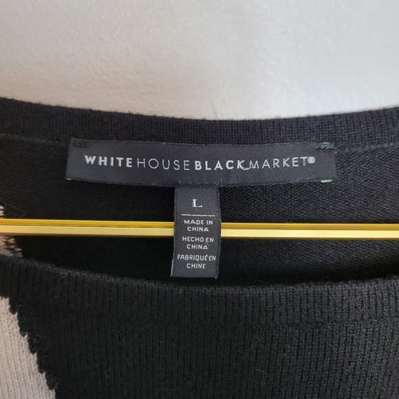 Large WHBM White House Black Market Colorblock Neutral White Black Gray Sweater - Picture 2 of 6